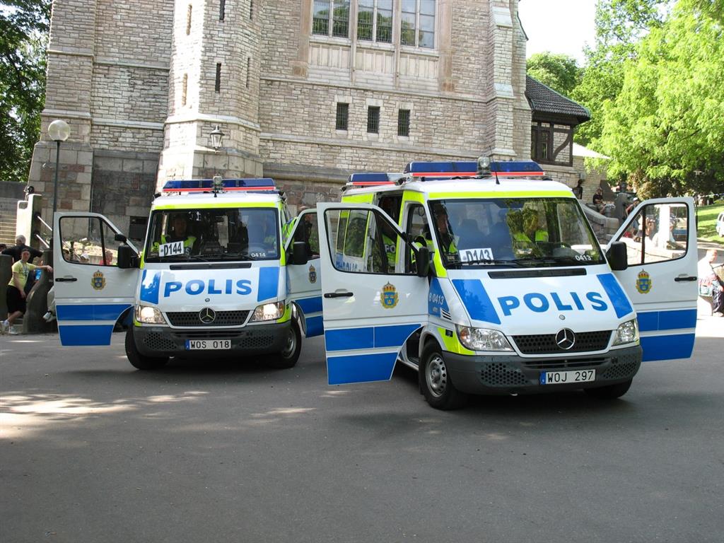 Swedish police vans in Stockholm Custom