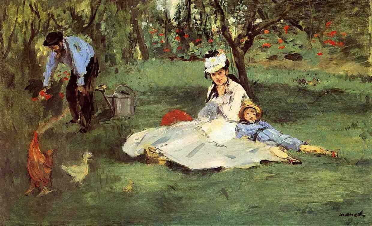 Manet the monet family in their garden at argenteuil 18741