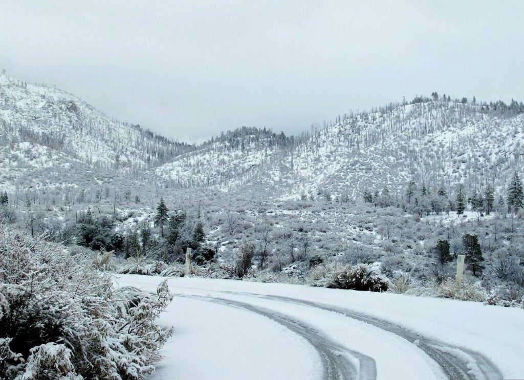 Snow on the mountains of Southern California