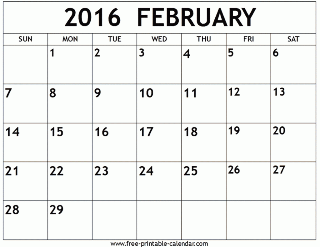 february 2016 calendar Custom