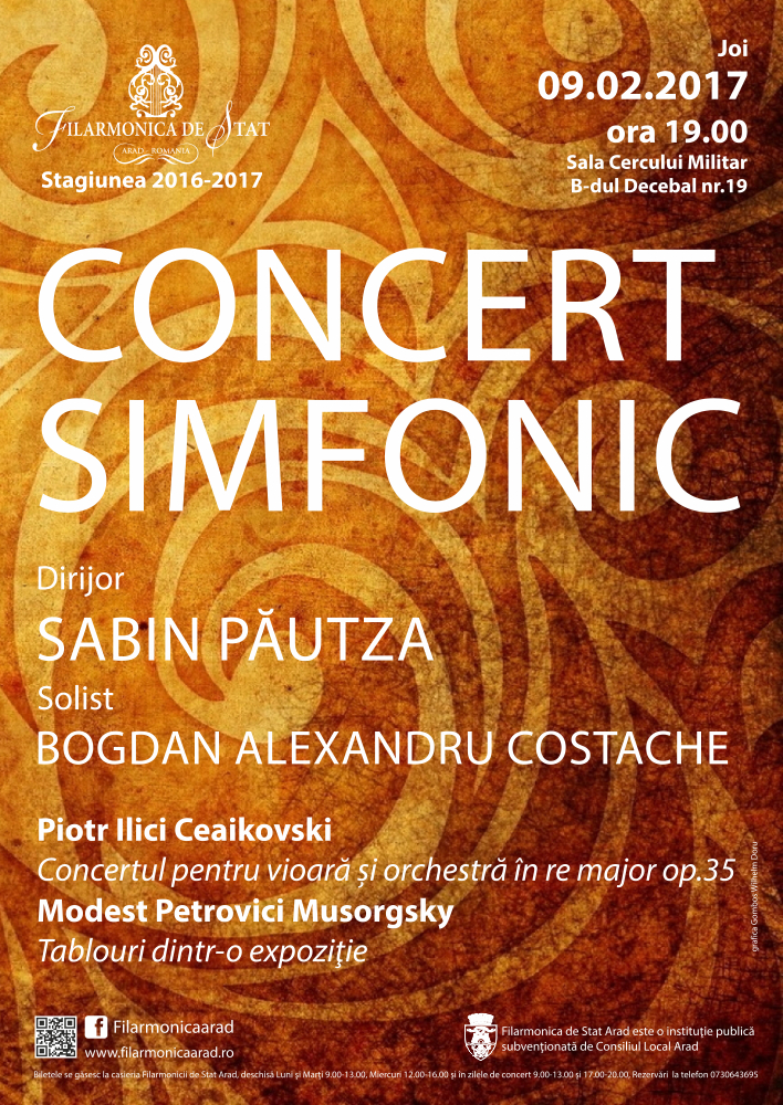 Muzica marilor romantici ruși, sub bagheta maestrului Sabin Păutza Invitat - violonistul Bogdan Alexandru Costache 1 afis 09 feb 2017