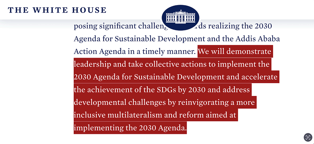 white house agenda2030